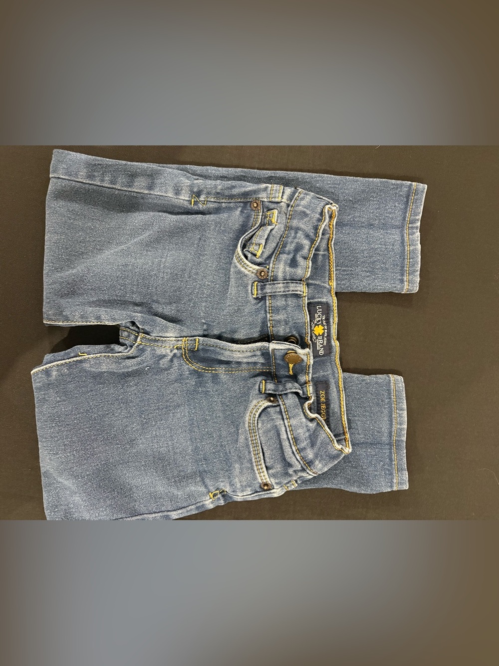 Lucky Brand Zoe Jeggings in Light Blue Denim with Yellow Stitching